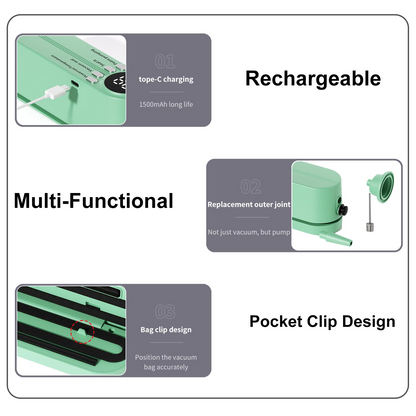 3 in 1 Cordless Mini Vacuum Sealer Rechargeable Bag Sealer