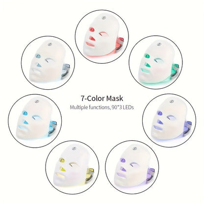 LED Light Therapy Face Mask - 7 Color Photon Therapy, Anti-Aging, Wrinkle Reduction, Skin Tightening, Daily Facial Care