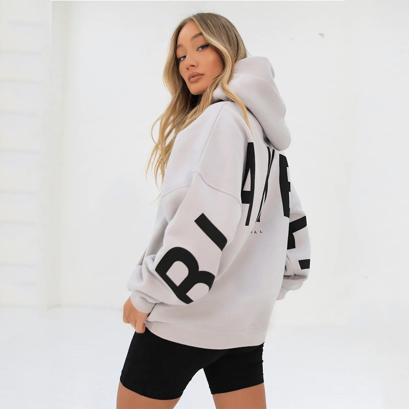 Fashionable and Versatile Loose-Fit Thick Hooded Sweatshirt